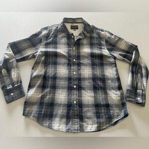 Nautica Black, grey, and White plaid cotton bottom down men’s Shirt size M
